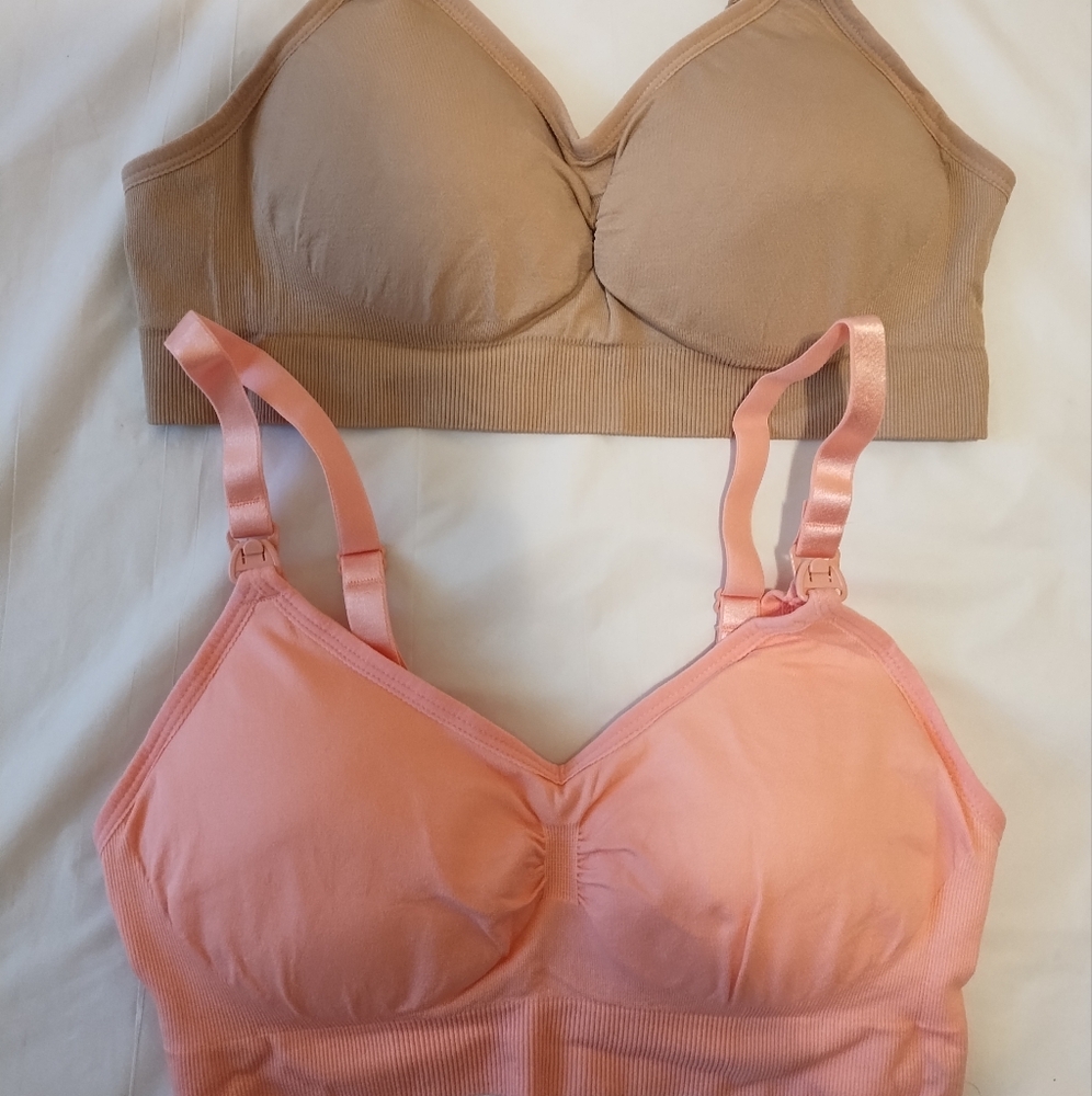 MATERNITY/BRESTFEEDING SEAMLESS STRETCH SPANDEX COMFORT SLEEP BRAS 2PK SZ M